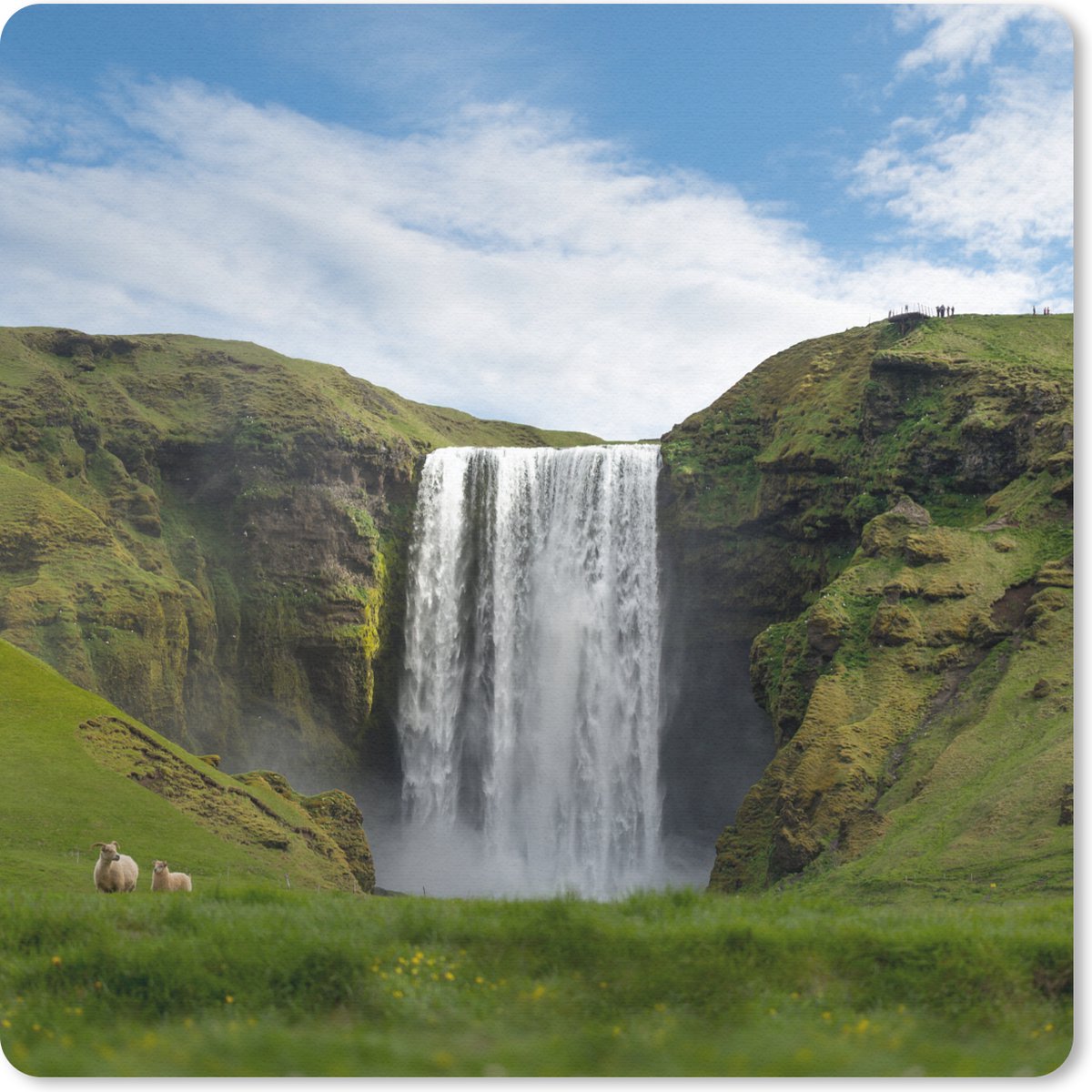 Muismat 30x30 cm - Mousepad Waterval - IJsland - Natuur - Muismatten