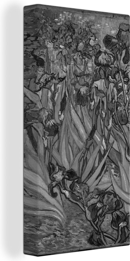 Canvas Schilderij Irissen - Vincent van Gogh - Zwart - wit - 20x40 cm - Wanddecoratie