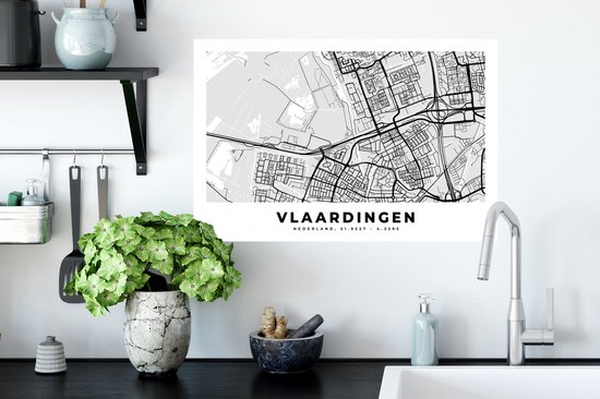 Stickers muraux - Plan de la ville - Vlaardingen - Nederland - 60x40 cm - Feuille adhésive - Carte
