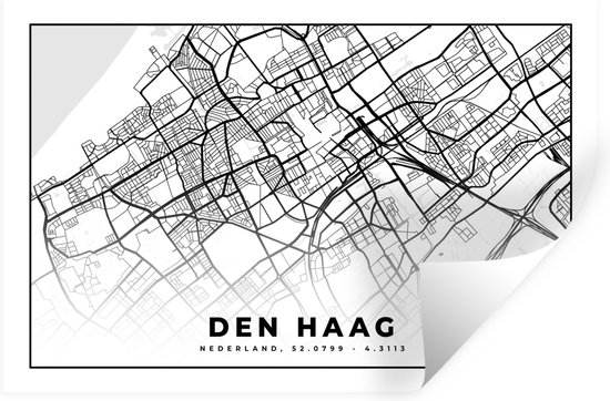 Muurstickers - Sticker Folie - Kaart - Den Haag - Nederland - 60x40 cm - Plakfolie - Muurstickers Kinderkamer - Zelfklevend Behang - Zelfklevend behangpapier - Stickerfolie