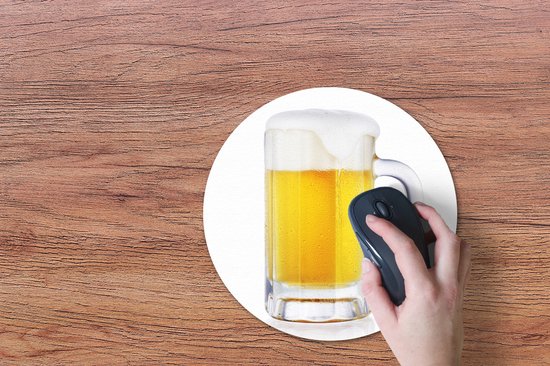 Muismat rond 30x30 cm - Mousepad Pul bier op een witte achtergrond - Ronde muismatten
