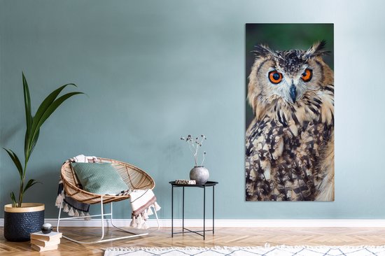 Tableau sur toile Hibou grand-duc - 80x160 cm - Décoration murale