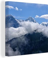 Canvas Schilderij Zicht over de Zwitserse Eiger bij de Berner Alpen - 90x90 cm - Wanddecoratie
