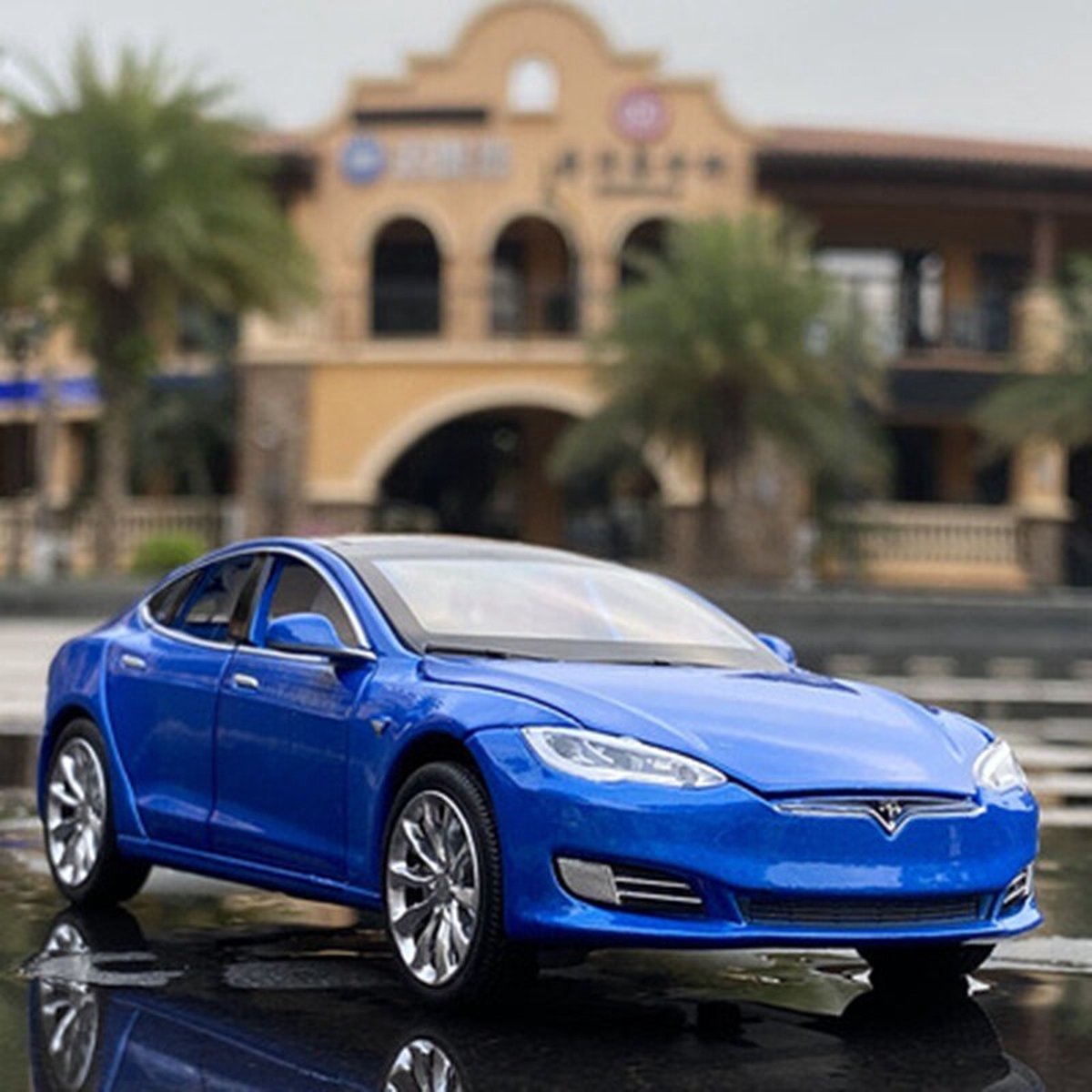 Tesla Model S - Modelauto - Geluid en Licht - Speelgoed Autos - 1:32 - Blauw