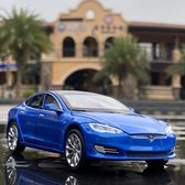Nezr® Auto Speelgoed Jongens - Tesla Model S - Modelauto - Geluid en Licht - 1:32 - Blauw - Pasen - Cadeau