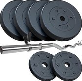 ScSPORTS® Halterset 30 kg - Curlstang incl. Halterschijven - Kunststof - 30 mm - Gewichten