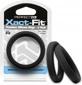 #19 Xact-Fit Cockring 2-Pack - Black - Cock Rings