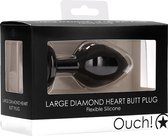 Diamond Heart Butt Plug - Large - Black - Butt Plugs & Anal Dildos