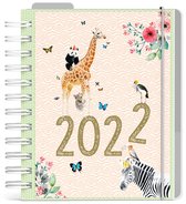 Enfant Terrible doe het zelf agenda 2022 - iets kleiner dan een A5 formaat agenda - ringband - binnenzijde 7 dagen 2 pagina planner - 140x165 met giraf design