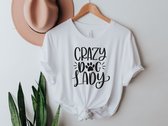 Lykke Crazy Dog Lady T-Shirt | Hondenliefhebbers | Dog Lovers | Katoen | Wit | Maat XL