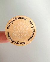 Sluitsticker - Sluitzegel –  Merry Christmas | Kraft Naturel – IJskristal - Sneeuw | Winter - Kerst - Merry Christmas – Feestdagen – Kerstman - Krans | Envelop – Cadeau – Cadeauzakje – Gift – Kerstkaart – Kerstcadeau | Luxe verpakken | DH Collection