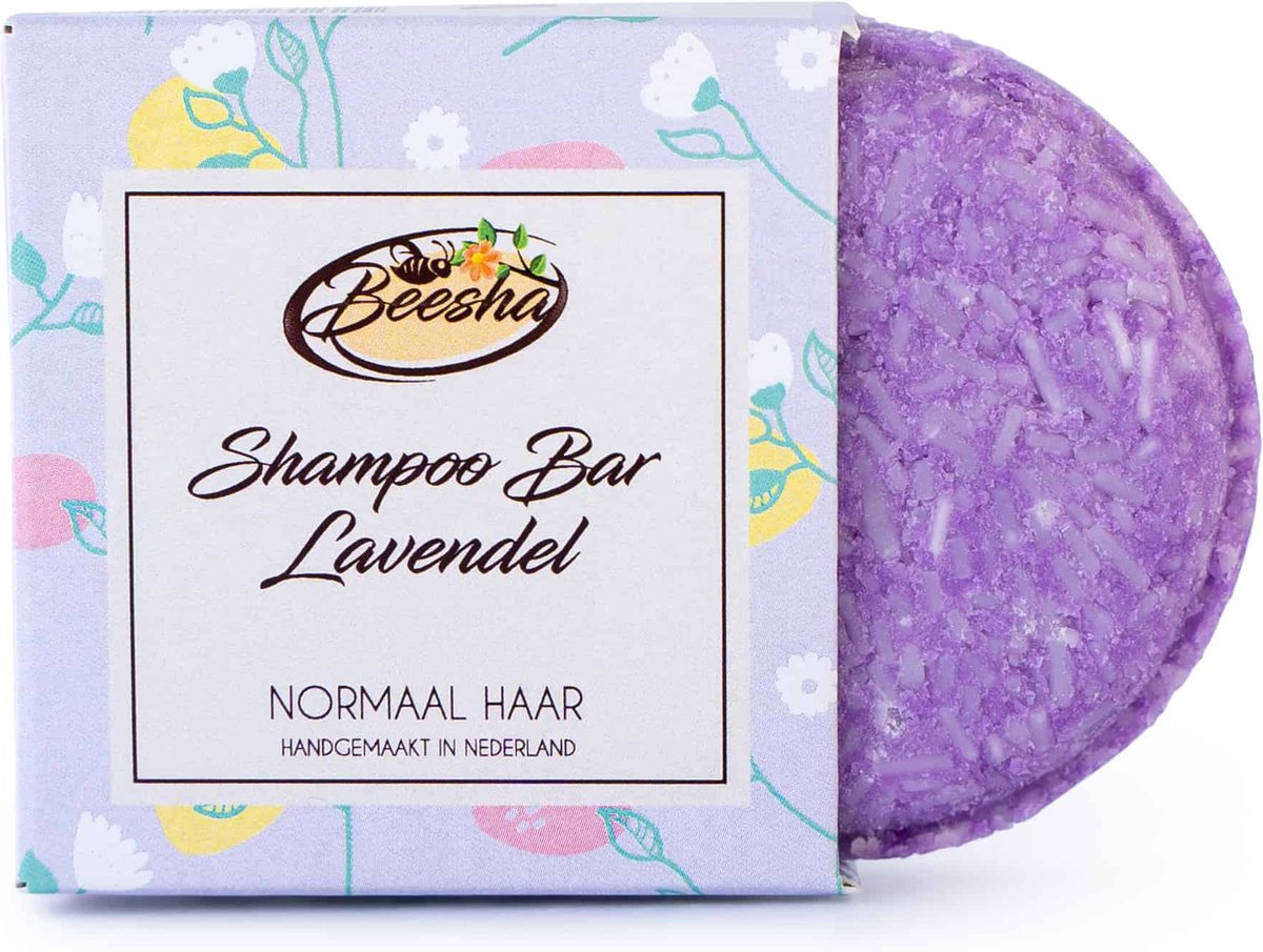 Beesha Shampoo Bar Lavendel 40 gram | 100% Plasticvrije en Natuurlijke Verzorging | Vegan, Sulfaatvrij en Parabeenvrij | CG Proof