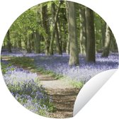 Tuincirkel Bos - Pad - Bloemen - Paars - Groen - Natuur - 150x150 cm - Ronde Tuinposter - Buiten