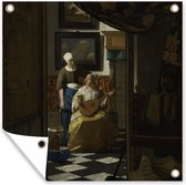 Tuinposters De liefdesbrief - Johannes Vermeer - 50x50 cm - Tuindoek - Buitenposter