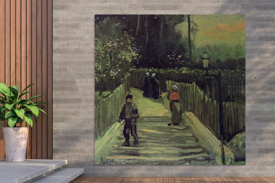 Affiche Jardin Sentier en pente à Montmartre - Vincent van Gogh - 200x200 cm - Toile jardin - Affiche extérieure