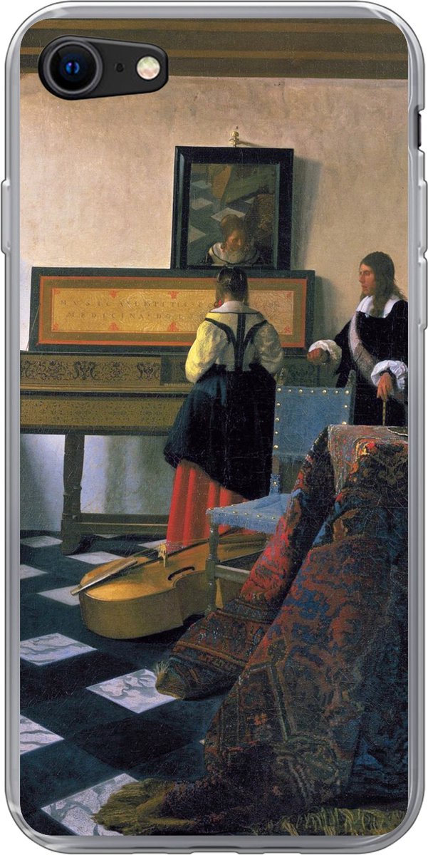 Telefoonhoesje Geschikt voor iPhone 8 hoesje - The music lsesson - Johannes Vermeer - Siliconen Telefoonhoesje Telefoonhoesje