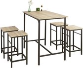 Naqsh Store Bartafel Tafel met 4 krukken – Tuinset bartafelset 5-delige eettafel bistrotafel met 4 stoelen