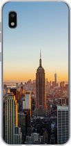 Geschikt voor Samsung Galaxy A10 hoesje - New York - Skyline - Zonsondergang - Siliconen Telefoonhoesje