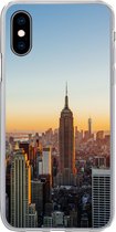 Geschikt voor iPhone X hoesje - New York - Skyline - Zonsondergang - Siliconen Telefoonhoesje