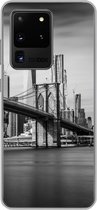 Geschikt voor Samsung Galaxy S20 Ultra hoesje - Architectuur - New York - Brooklyn Bridge - Water - Zwart wit - Siliconen Telefoonhoesje