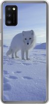 Telefoonhoesje Geschikt voor Samsung Galaxy A41 hoesje - Vos - Sneeuw - Bergen - Siliconen Telefoonhoesje