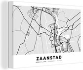 Canvas Schilderij Stadskaart - Zaanstad - Nederland - 60x40 cm - Wanddecoratie