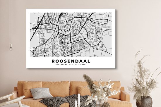 Toile Peinture Plan de Ville - Roosendaal - Nederland - 180x120 cm - Décoration murale XXL