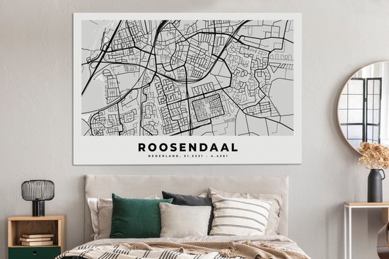 Toile Peinture Plan de Ville - Roosendaal - Nederland - 180x120 cm - Décoration murale XXL
