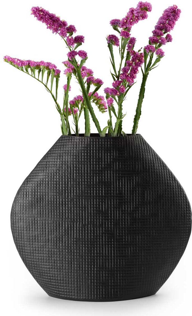 Philippi Design Vaas Zwart Gehamerd Aluminium Outback - Large 33 cm hoog