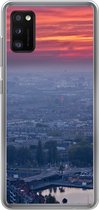 Geschikt voor Samsung Galaxy A41 hoesje - Rotterdam - Zonsondergang - Roze - Siliconen Telefoonhoesje