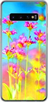 Geschikt voor Samsung Galaxy S10 hoesje - Bloemen - Kunst - Psychedelisch - Siliconen Telefoonhoesje