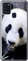 Geschikt voor Samsung Galaxy A21s hoesje - Panda - Dier - Bladeren - Siliconen Telefoonhoesje