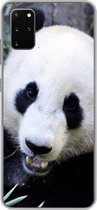 Geschikt voor Samsung Galaxy S20 Plus hoesje - Panda - Dier - Bladeren - Siliconen Telefoonhoesje