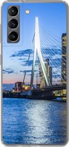 Geschikt voor Samsung Galaxy S21 hoesje - Rotterdam - Water - Skyline - Siliconen Telefoonhoesje