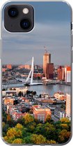 Geschikt voor iPhone 13 hoesje - Rotterdam - Skyline - Boom - Siliconen Telefoonhoesje