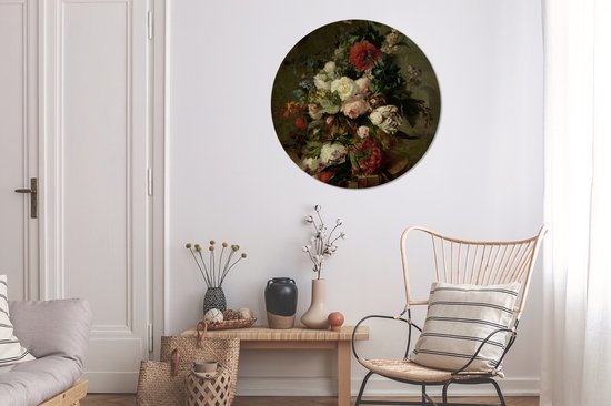 Cercle mural - Cercle mural - Nature morte aux fleurs - Peinture de Harmanus Uppink - Aluminium - ⌀ 90 cm - Intérieur et extérieur