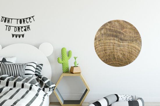 WallCircle - Peinture - Structure Une Planche Avec Anneaux De Croissance - Multicolore - 60 X 60 Cm