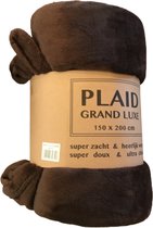 plaid microfibre grand luxe 100% polyester | 150 x 200 | super zacht en heerlijk warm | noix (donker bruin)