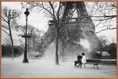 JUNIQE - Poster met kunststof lijst Paris -40x60 /Blauw & Grijs