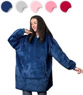 STFF® Hoodie Deken met Mouwen - Plaid Fleece Trui - Sweater - Outdoor Hoodie Blanket - Sweatshirt - Donker Blauw