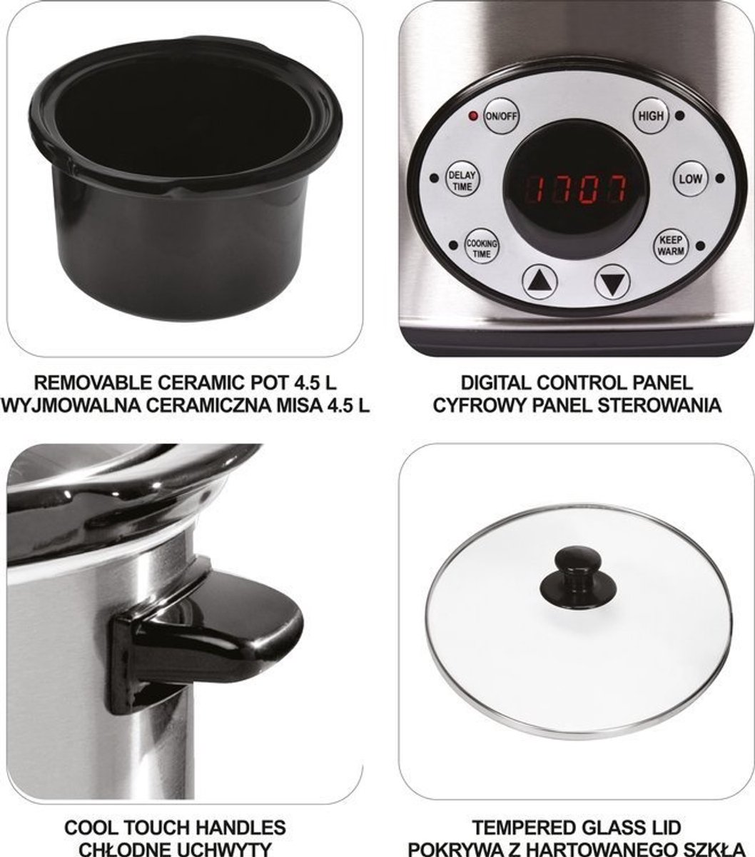 LUND Slowcooker met timer - 280W - 4,5L – foto 5