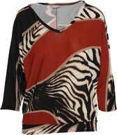 Cassis - Female - T-shirt met vleermuismodel en zebrastrepen  - Roodbruin