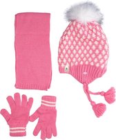 Kitti 3-Delig Winter Set | Muts (Beanie) met Fleecevoering - Sjaal - Handschoenen | 4-8 Jaar Meisjes | Klassiek-01 (K2170-07)