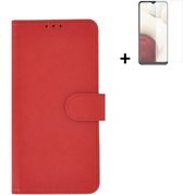 Hoesje Samsung Galaxy A03s - Screenprotector Samsung Galaxy A03s - Wallet Bookcase Rood + Screenprotector