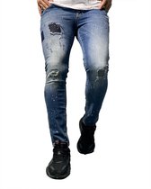 Heren Jeans blauw denim met scheur en spetter - 13992 - maat 33 - Black Friday - kerst - kerstmis