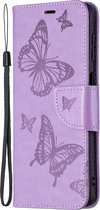 Samsung Galaxy M32 Hoesje - Mobigear - Butterfly Serie - Kunstlederen Bookcase - Paars - Hoesje Geschikt Voor Samsung Galaxy M32