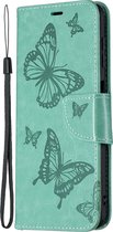 Samsung Galaxy M32 Hoesje - Mobigear - Butterfly Serie - Kunstlederen Bookcase - Turquoise - Hoesje Geschikt Voor Samsung Galaxy M32