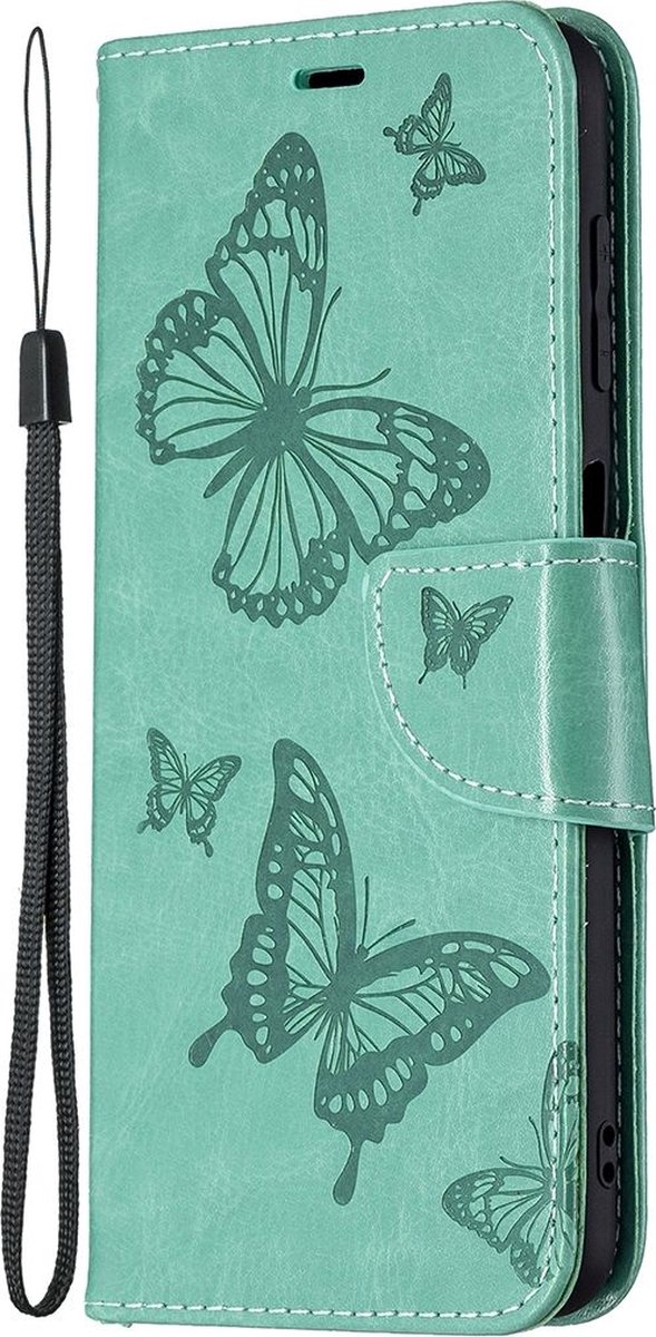 Mobigear Butterfly Telefoonhoesje geschikt voor Samsung Galaxy M32 4G Hoesje Bookcase Portemonnee - Turquoise