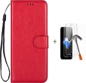 GSMNed - Leren telefoonhoes rood - Luxe iPhone 7/8 Plus hoesje - iPhone hoes met koord - pasjeshouder/portemonnee - rood - 1x screenprotector iPhone 7/8 Plus