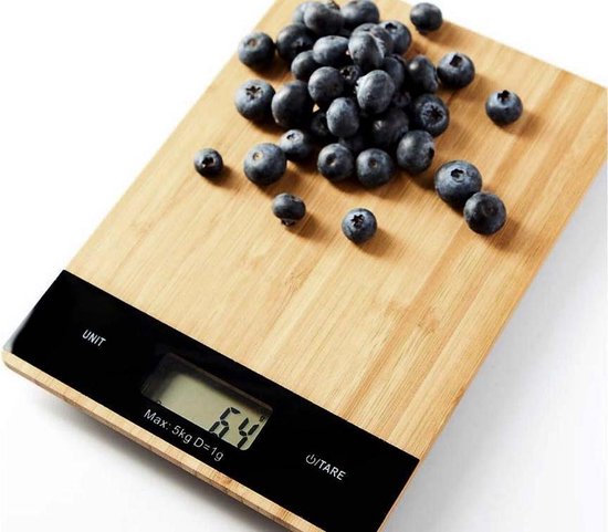 Digitale Precisie Keukenweegschaal - Tot 5 kg - Inclusief batterijen - Hout  | bol.com